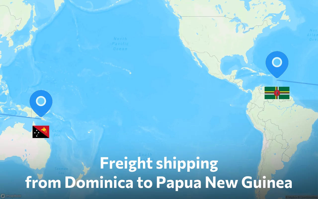 Shipping route from Dominica to Papua New Guinea