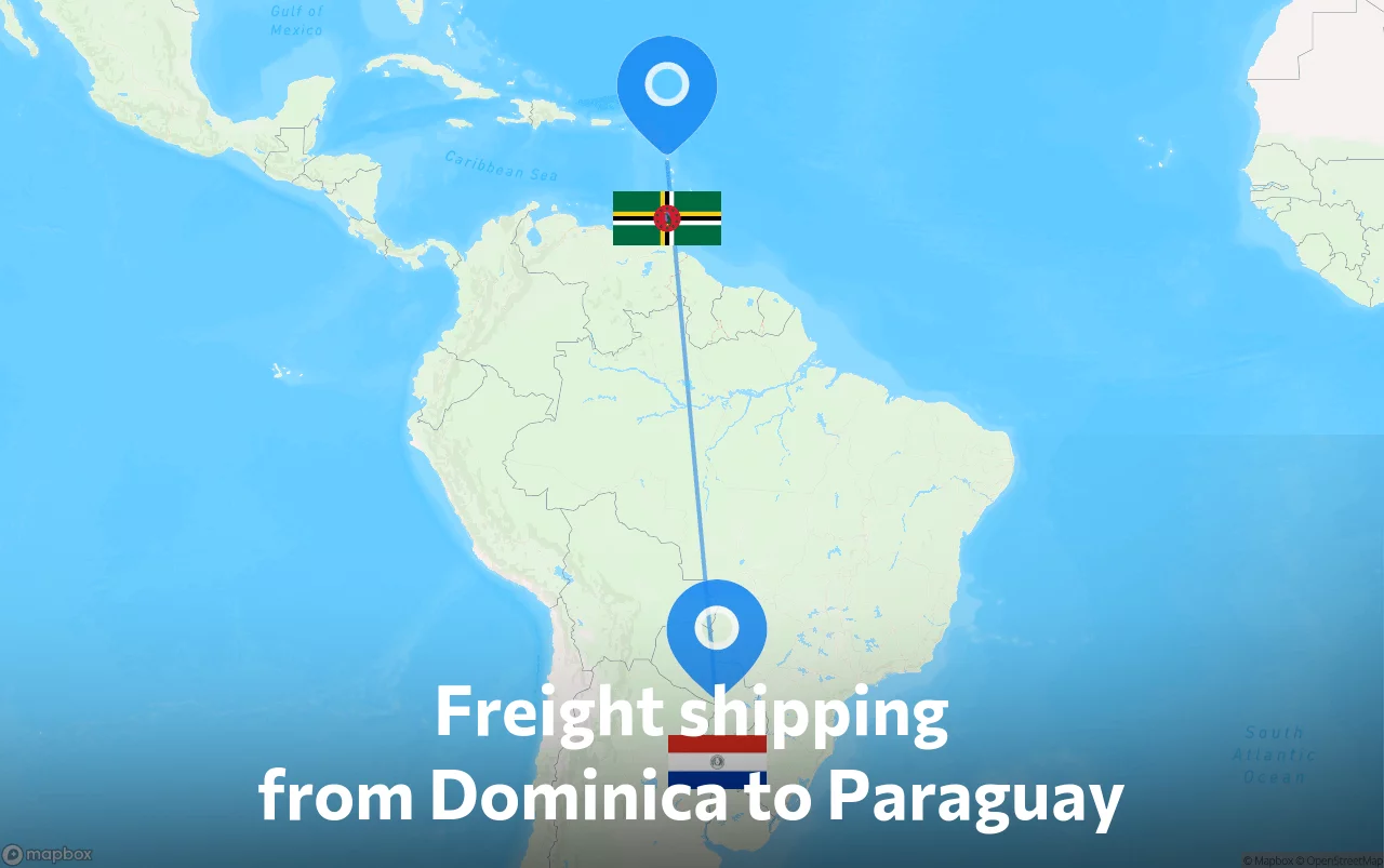 Shipping route from Dominica to Paraguay