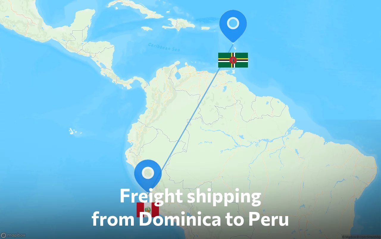 Shipping route from Dominica to Peru