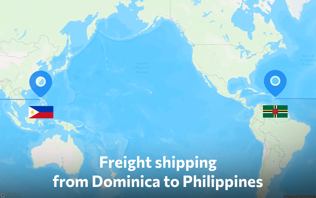 Shipping route from Dominica to Philippines