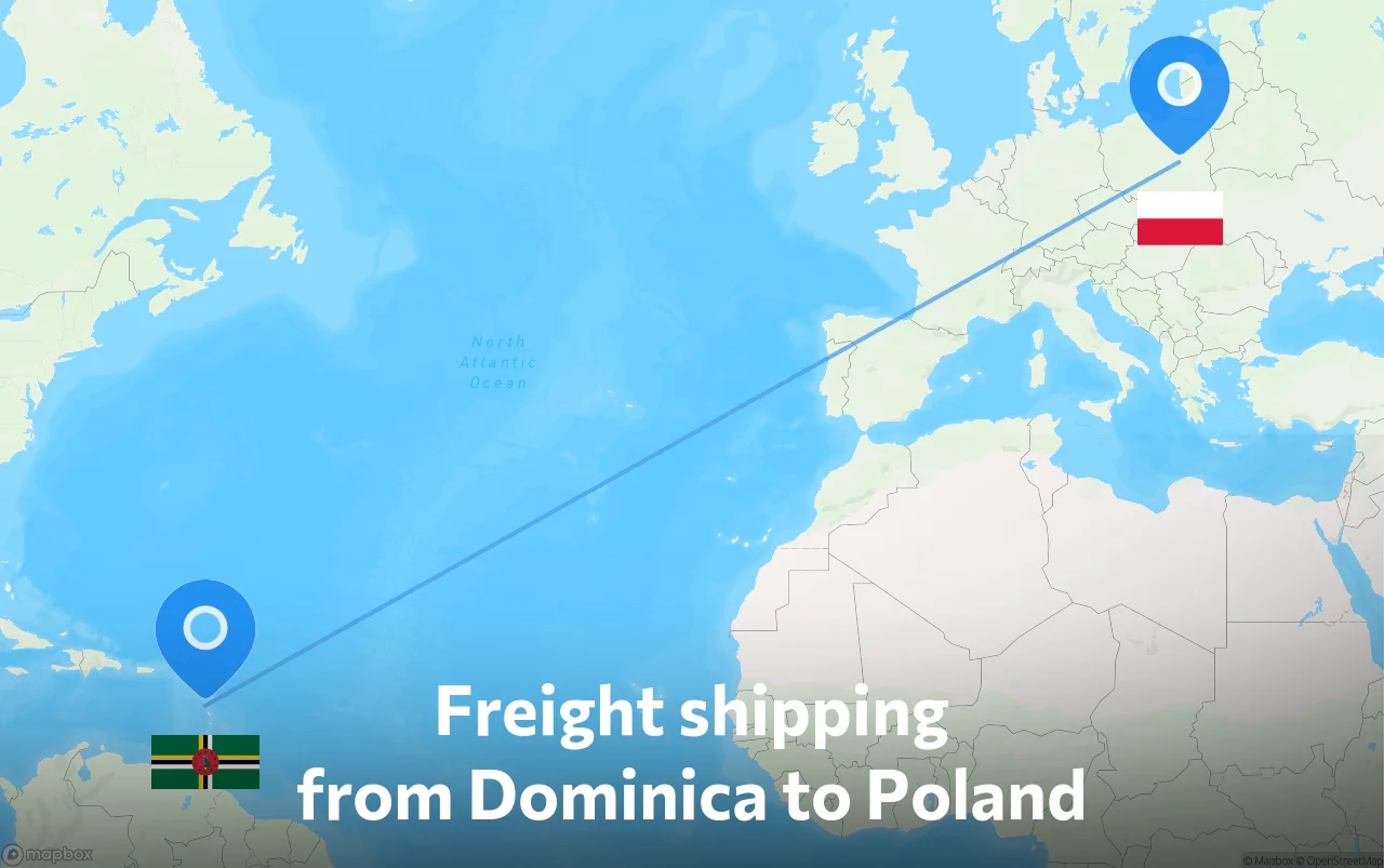 Shipping route from Dominica to Poland