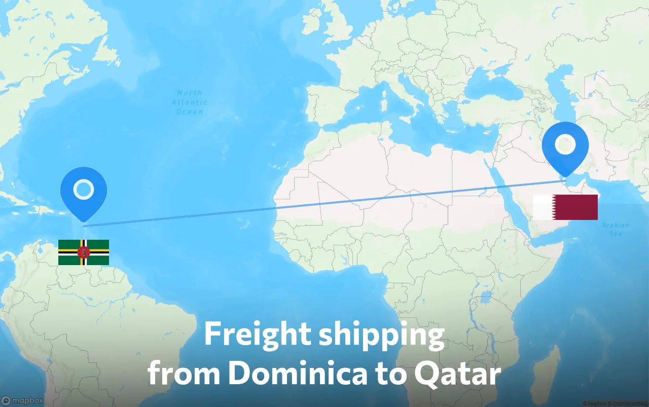 Shipping route from Dominica to Qatar