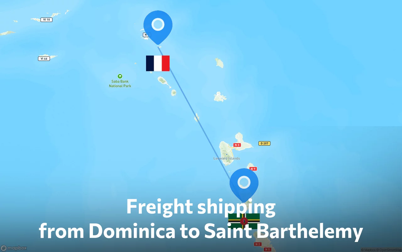 Shipping route from Dominica to Saint Barthelemy