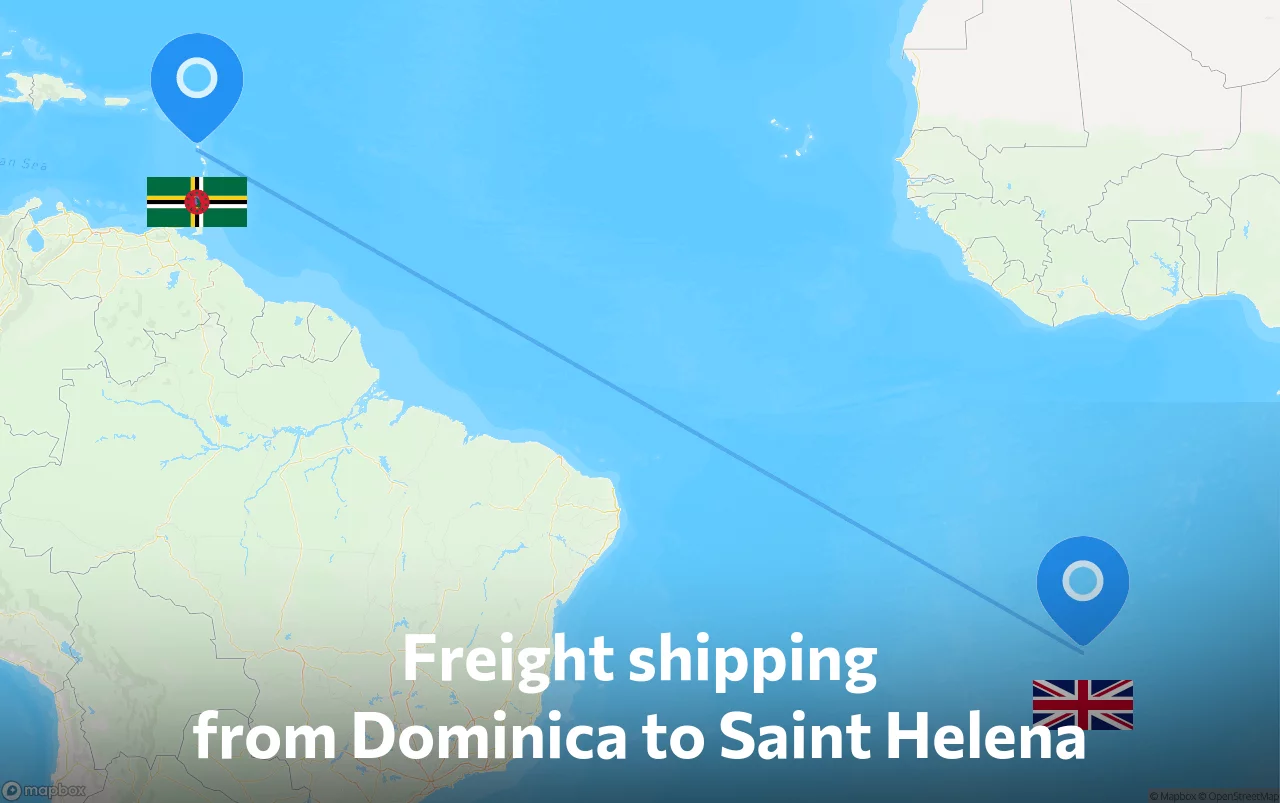 Shipping route from Dominica to Saint Helena