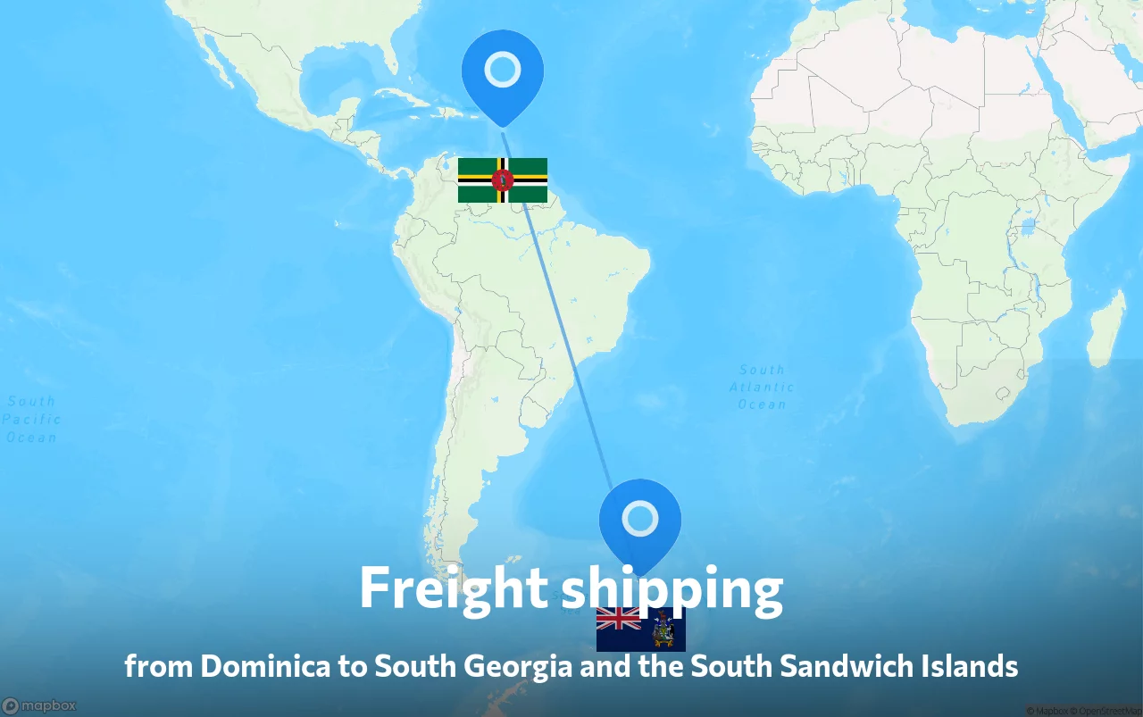 Shipping route from Dominica to South Georgia and the South Sandwich Islands