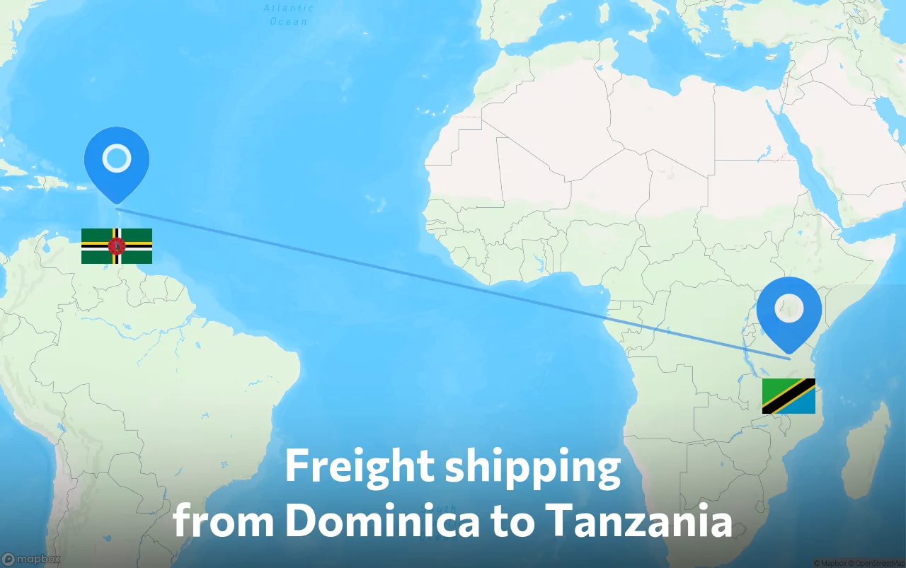 Shipping route from Dominica to Tanzania
