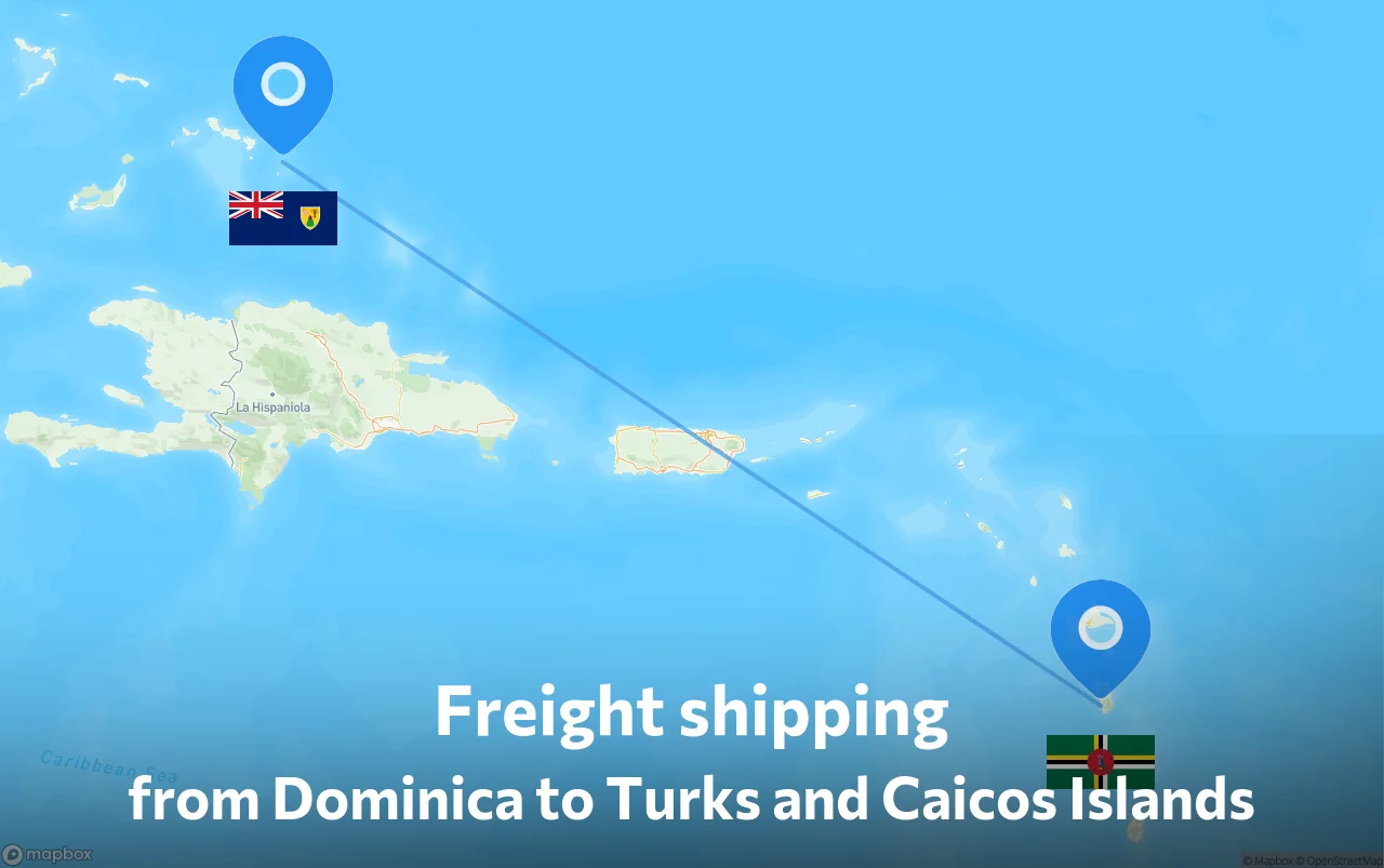 Shipping route from Dominica to Turks and Caicos Islands