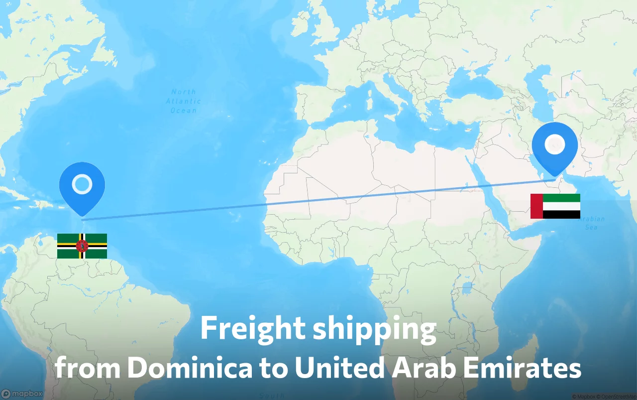 Shipping route from Dominica to United Arab Emirates
