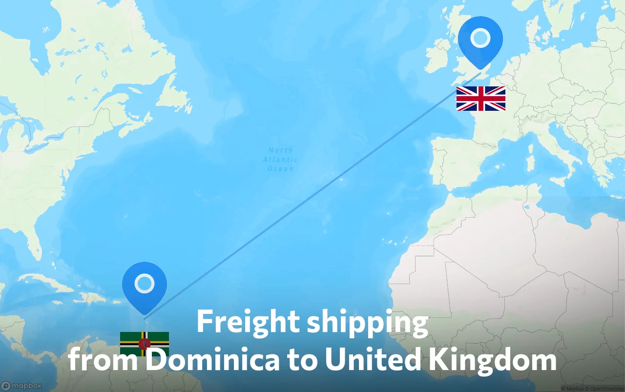 Shipping route from Dominica to United Kingdom
