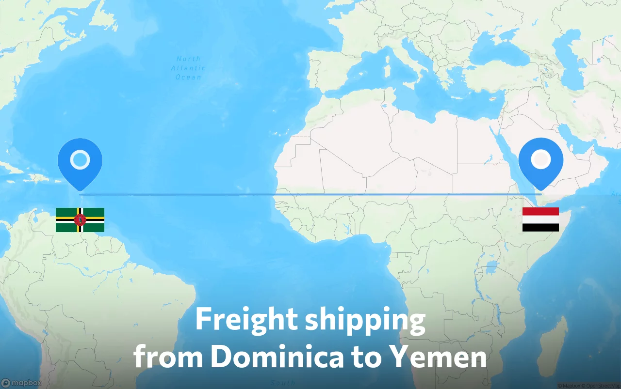 Shipping route from Dominica to Yemen