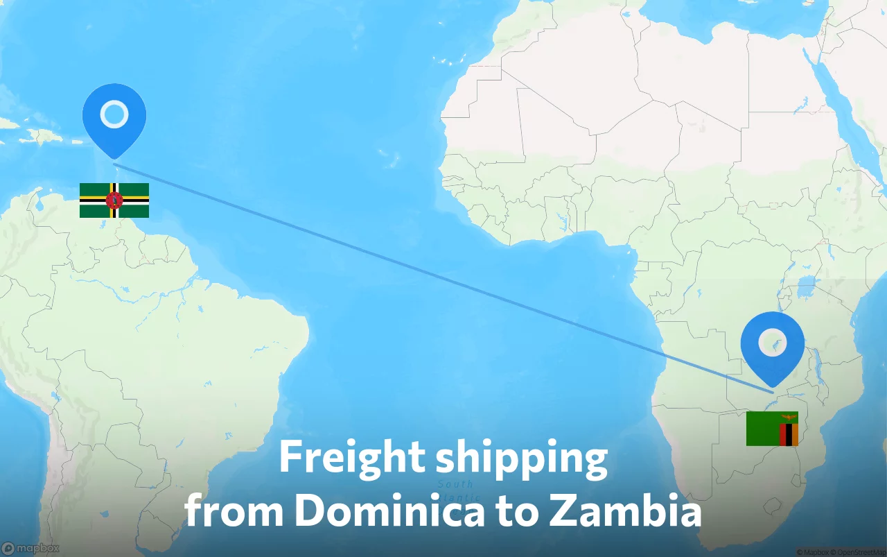 Shipping route from Dominica to Zambia