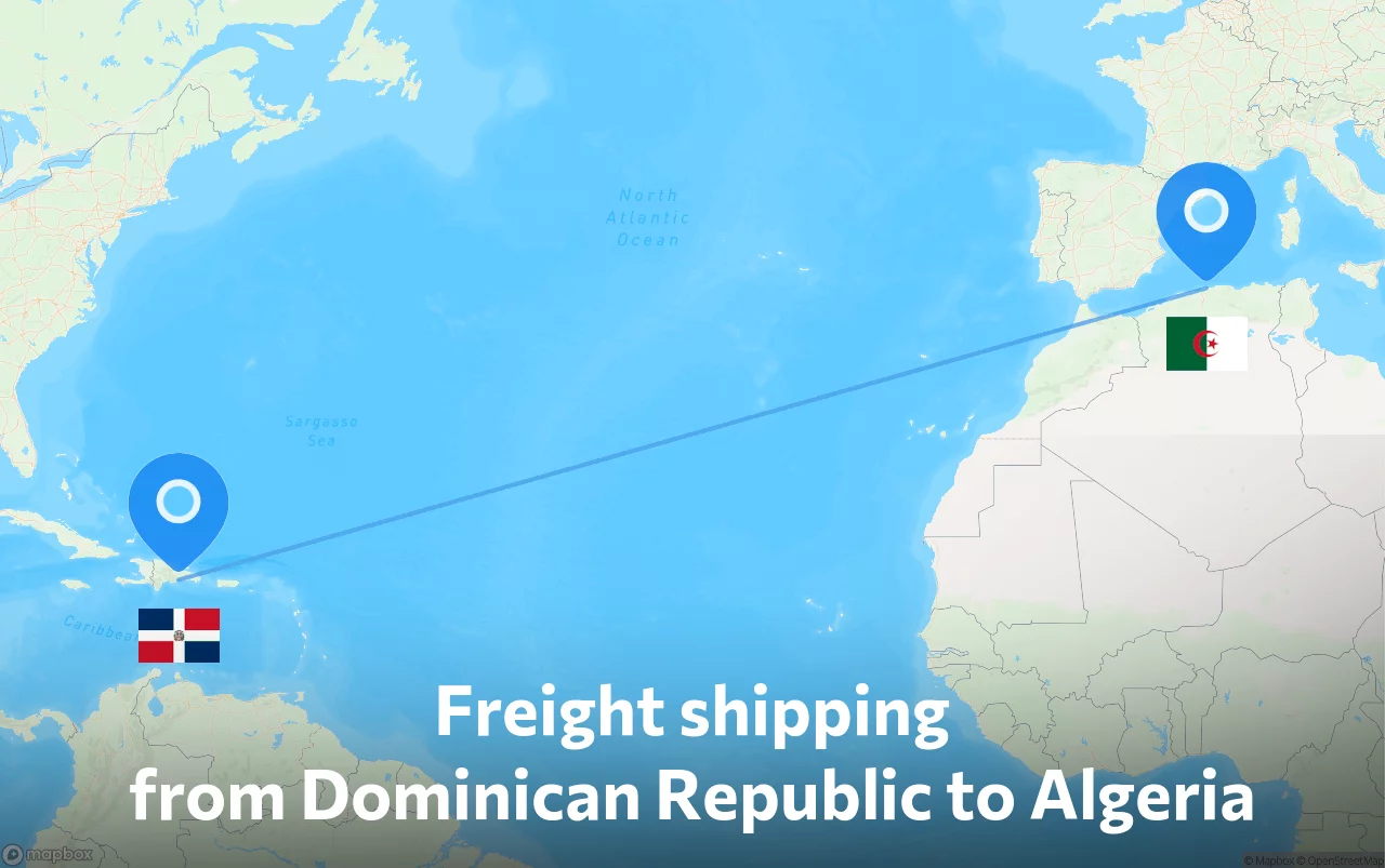 Shipping route from Dominican Republic to Algeria