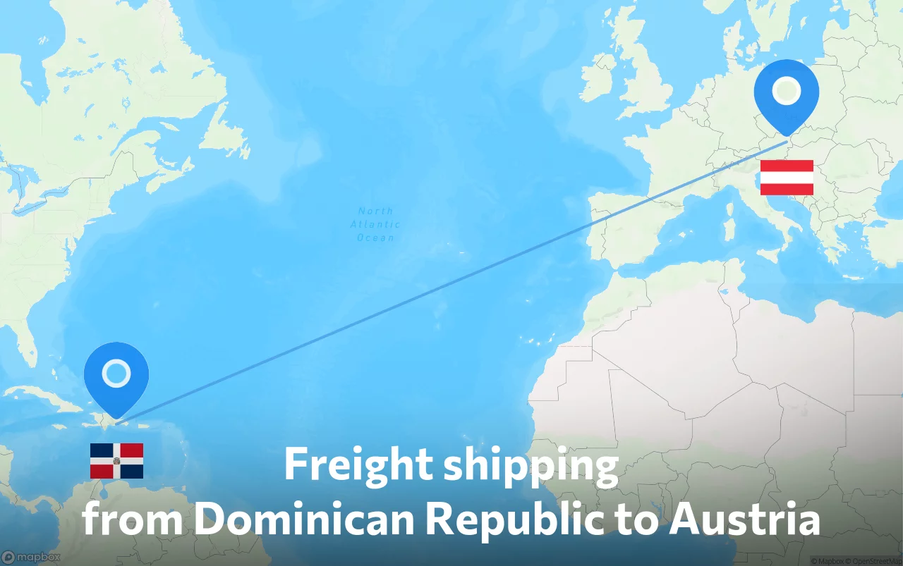 Shipping route from Dominican Republic to Austria