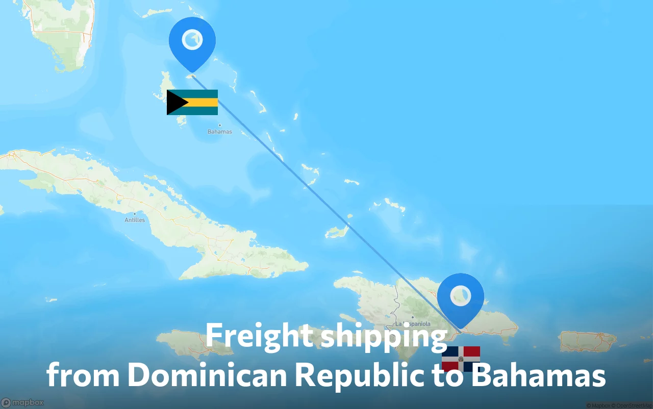Shipping route from Dominican Republic to Bahamas