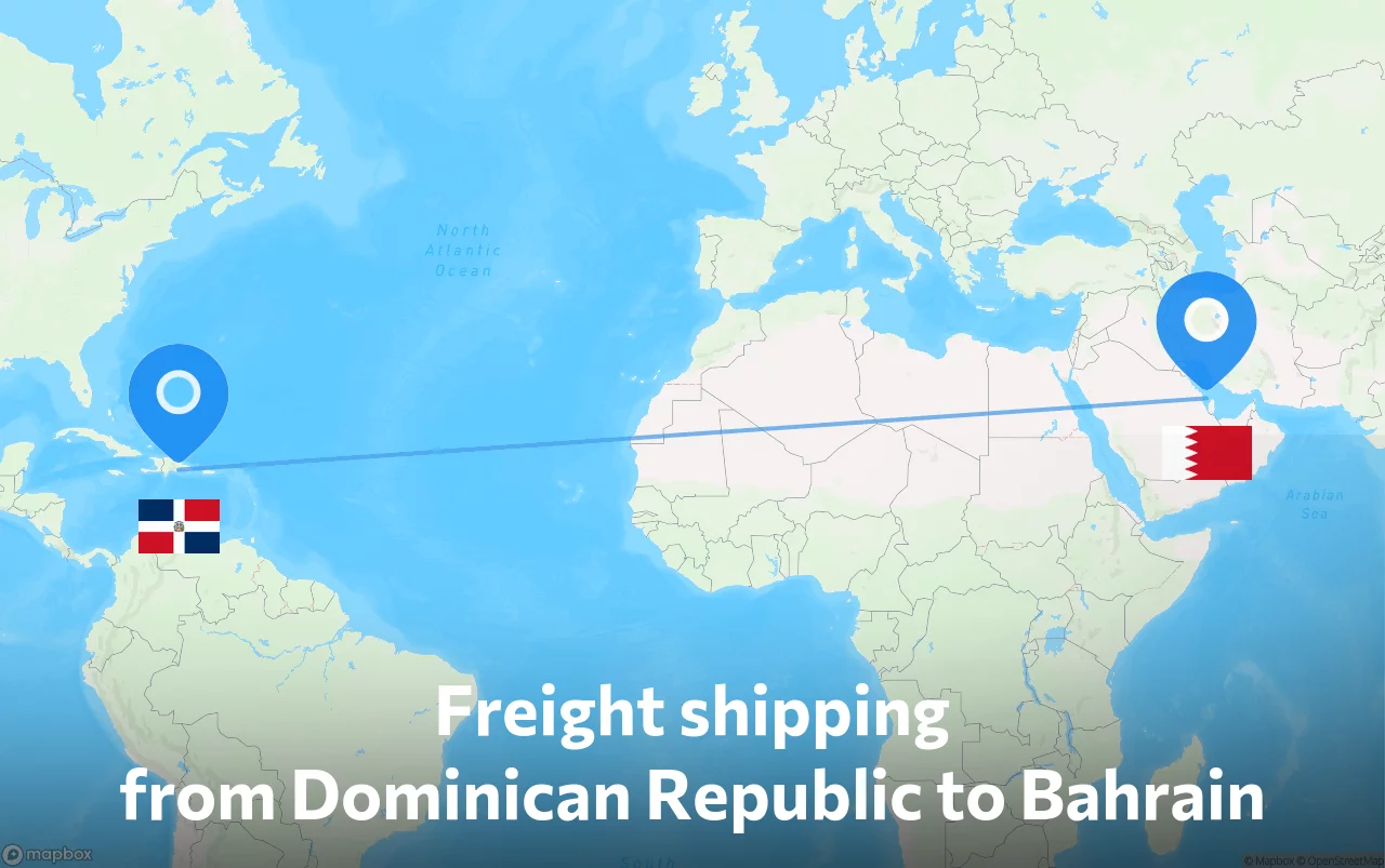 Shipping route from Dominican Republic to Bahrain