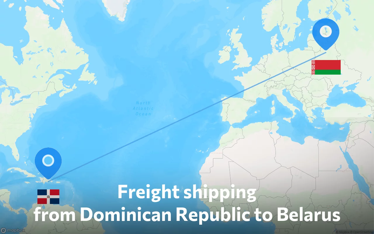 Shipping route from Dominican Republic to Belarus