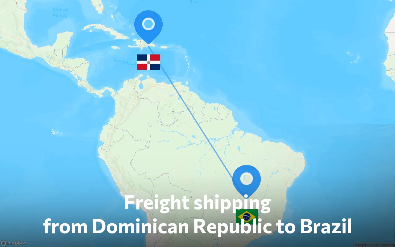 Shipping route from Dominican Republic to Brazil