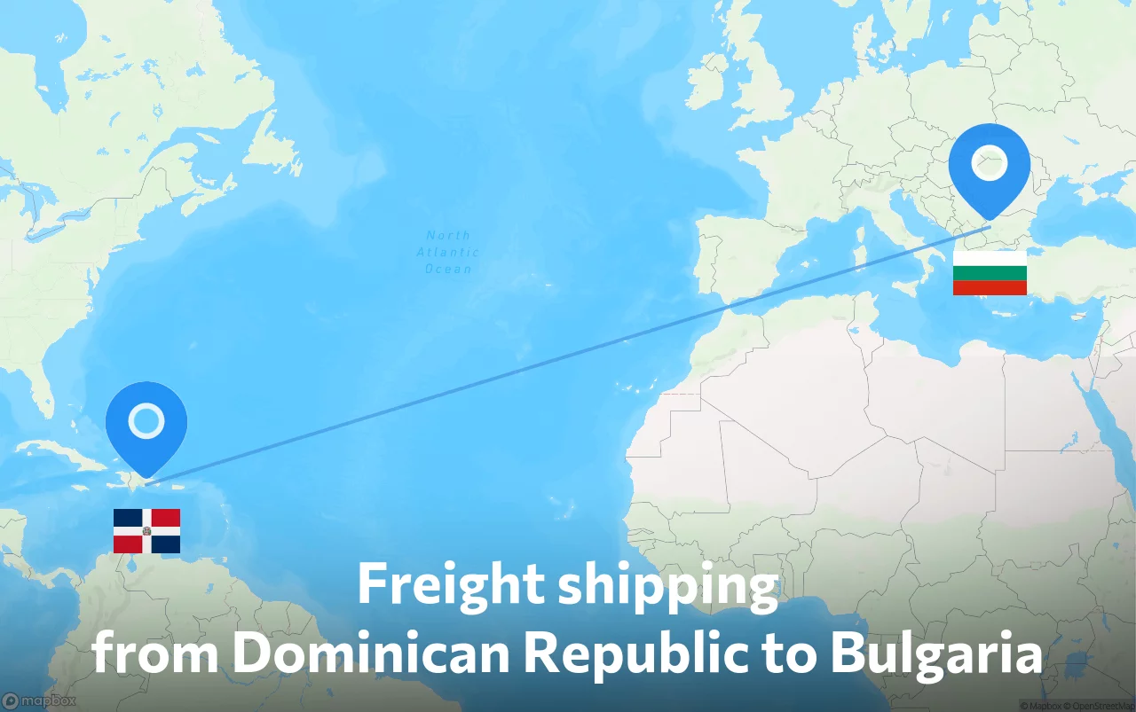 Shipping route from Dominican Republic to Bulgaria