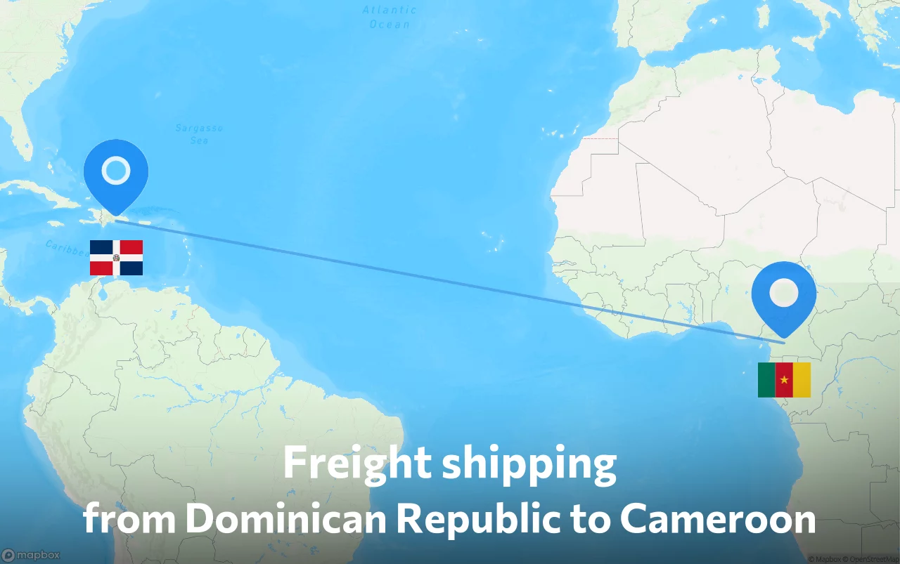 Shipping route from Dominican Republic to Cameroon