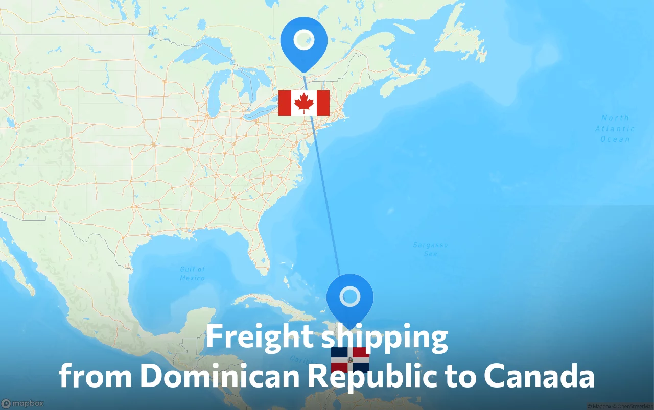Shipping route from Dominican Republic to Canada