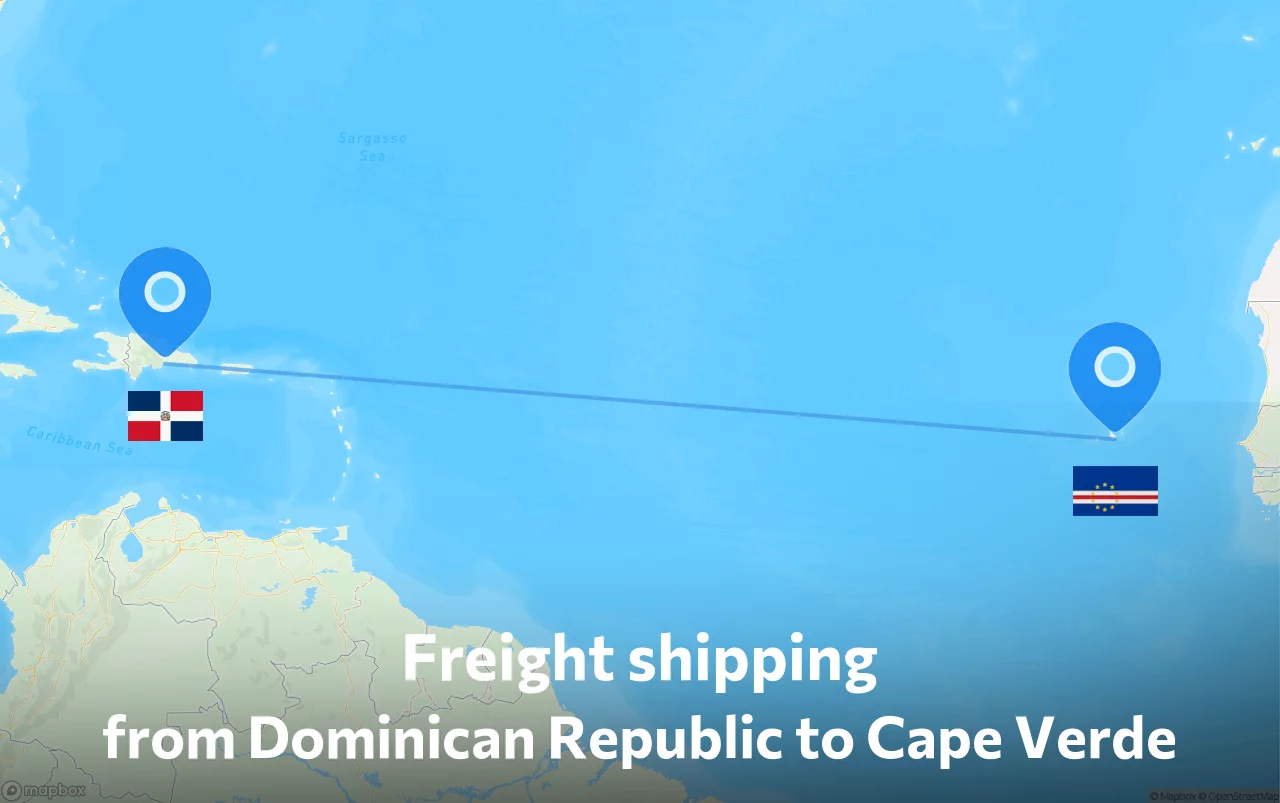 Shipping route from Dominican Republic to Cape Verde
