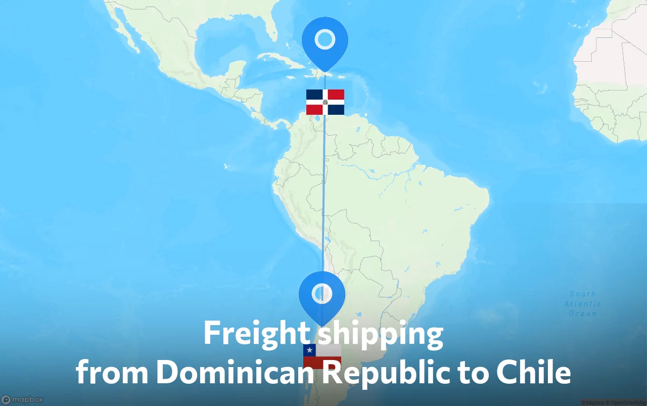 Shipping route from Dominican Republic to Chile