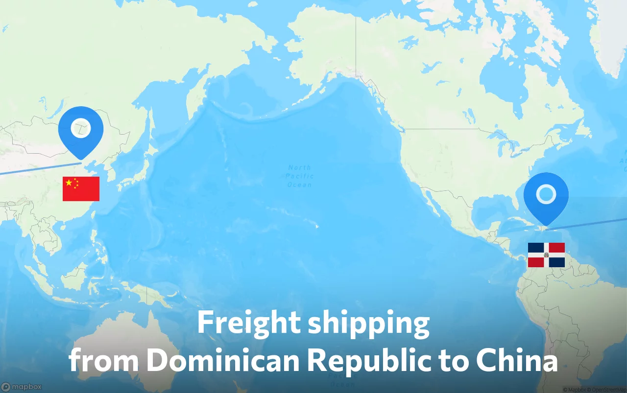 Shipping route from Dominican Republic to China