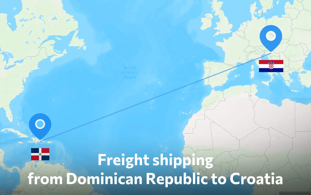 Shipping route from Dominican Republic to Croatia