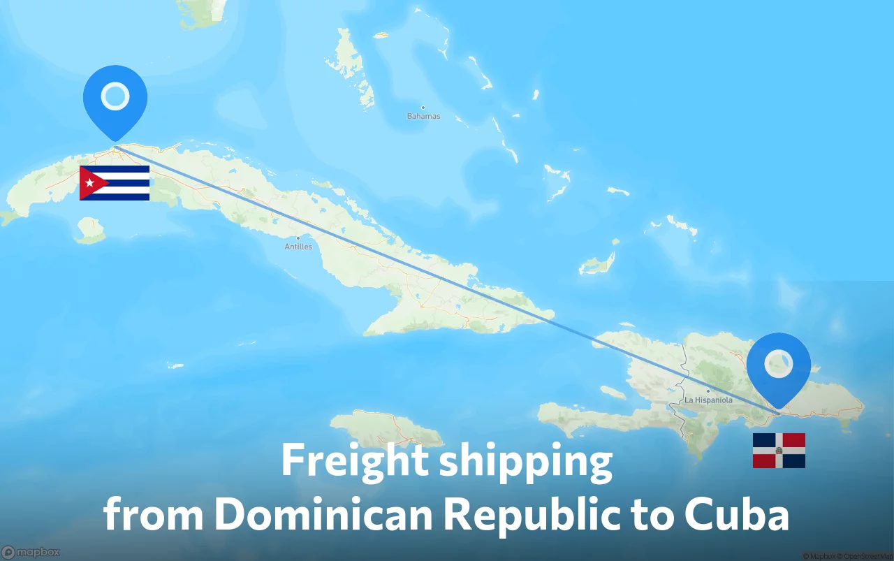 Shipping route from Dominican Republic to Cuba