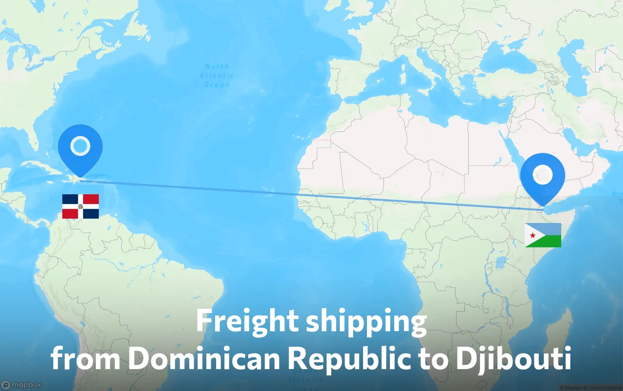 Shipping route from Dominican Republic to Djibouti