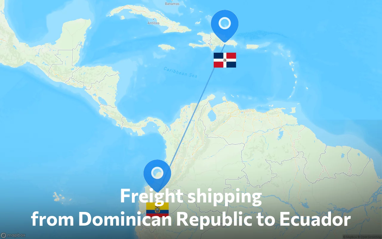 Shipping route from Dominican Republic to Ecuador