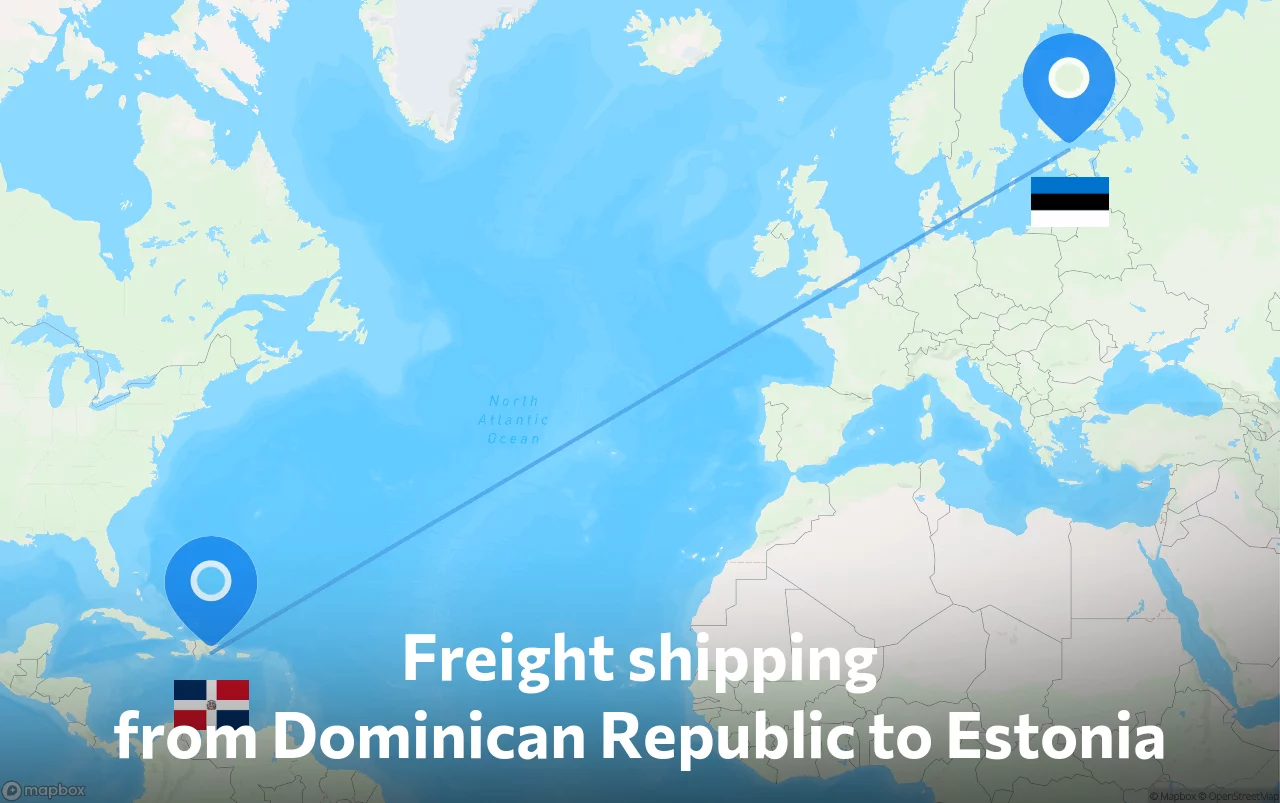 Shipping route from Dominican Republic to Estonia