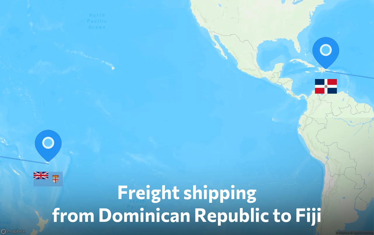 Shipping route from Dominican Republic to Fiji