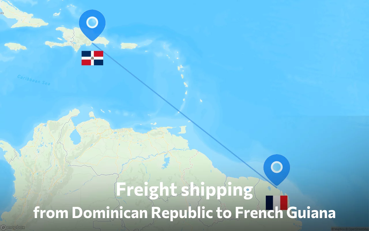 Shipping route from Dominican Republic to French Guiana