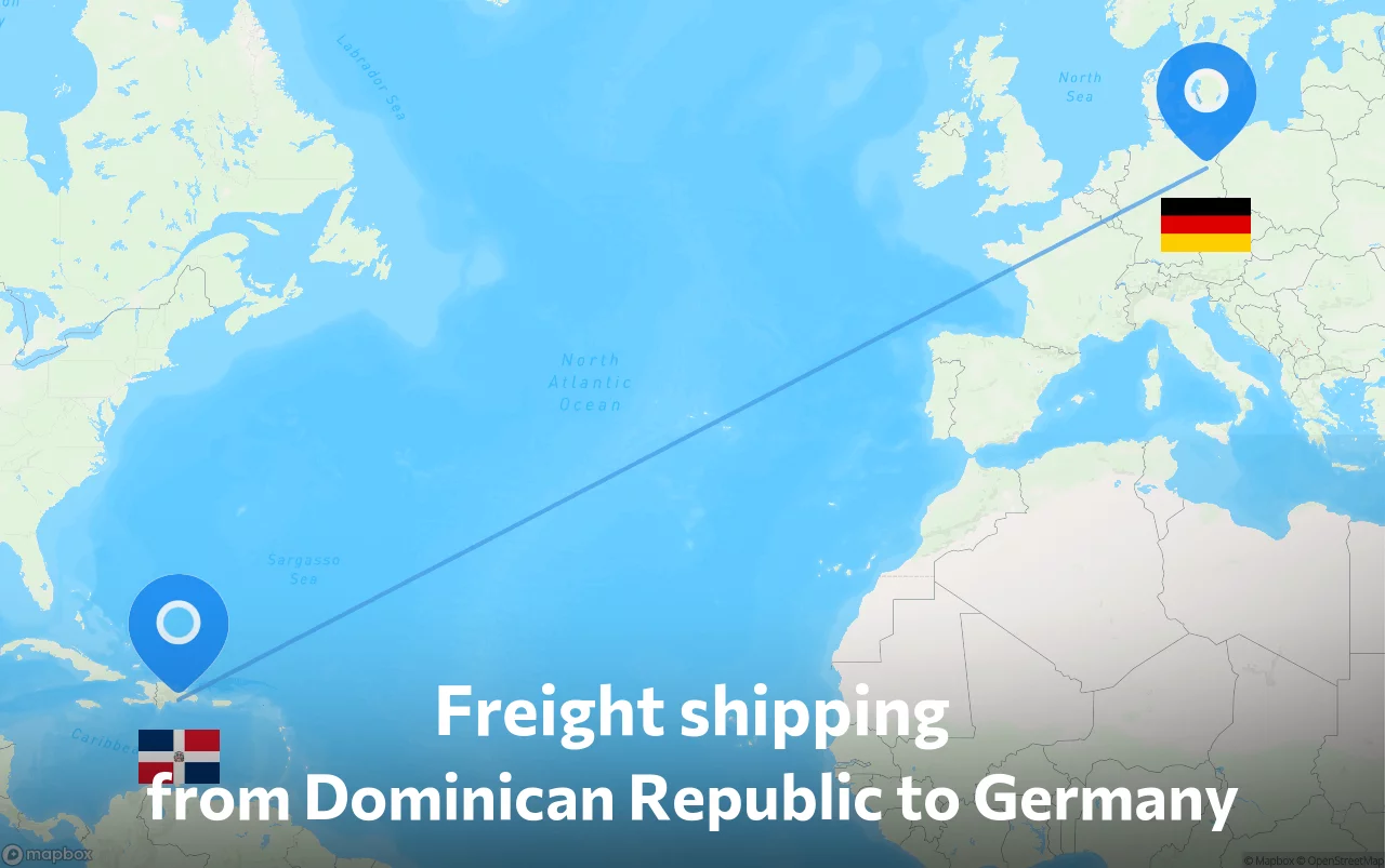 Shipping route from Dominican Republic to Germany