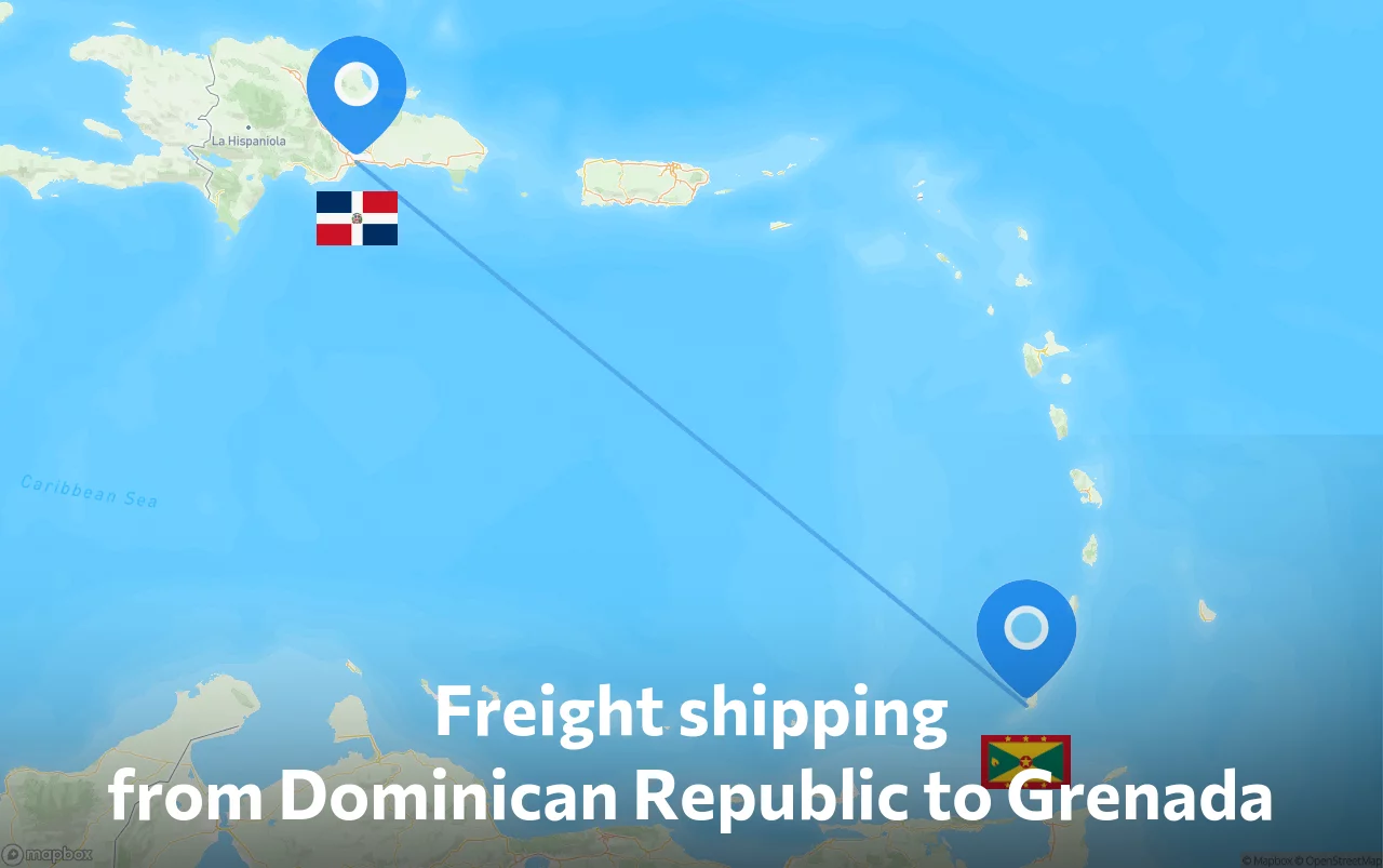 Shipping route from Dominican Republic to Grenada