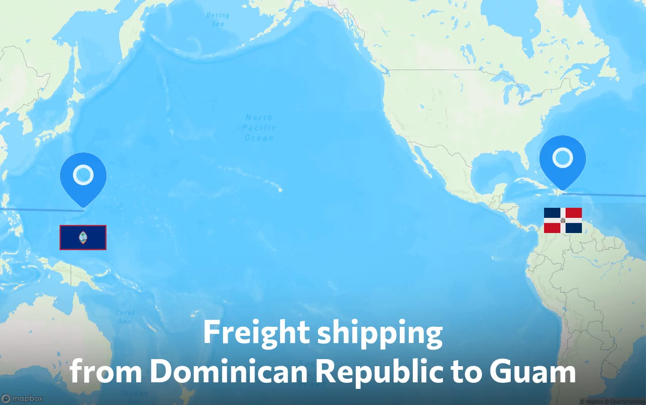 Shipping route from Dominican Republic to Guam