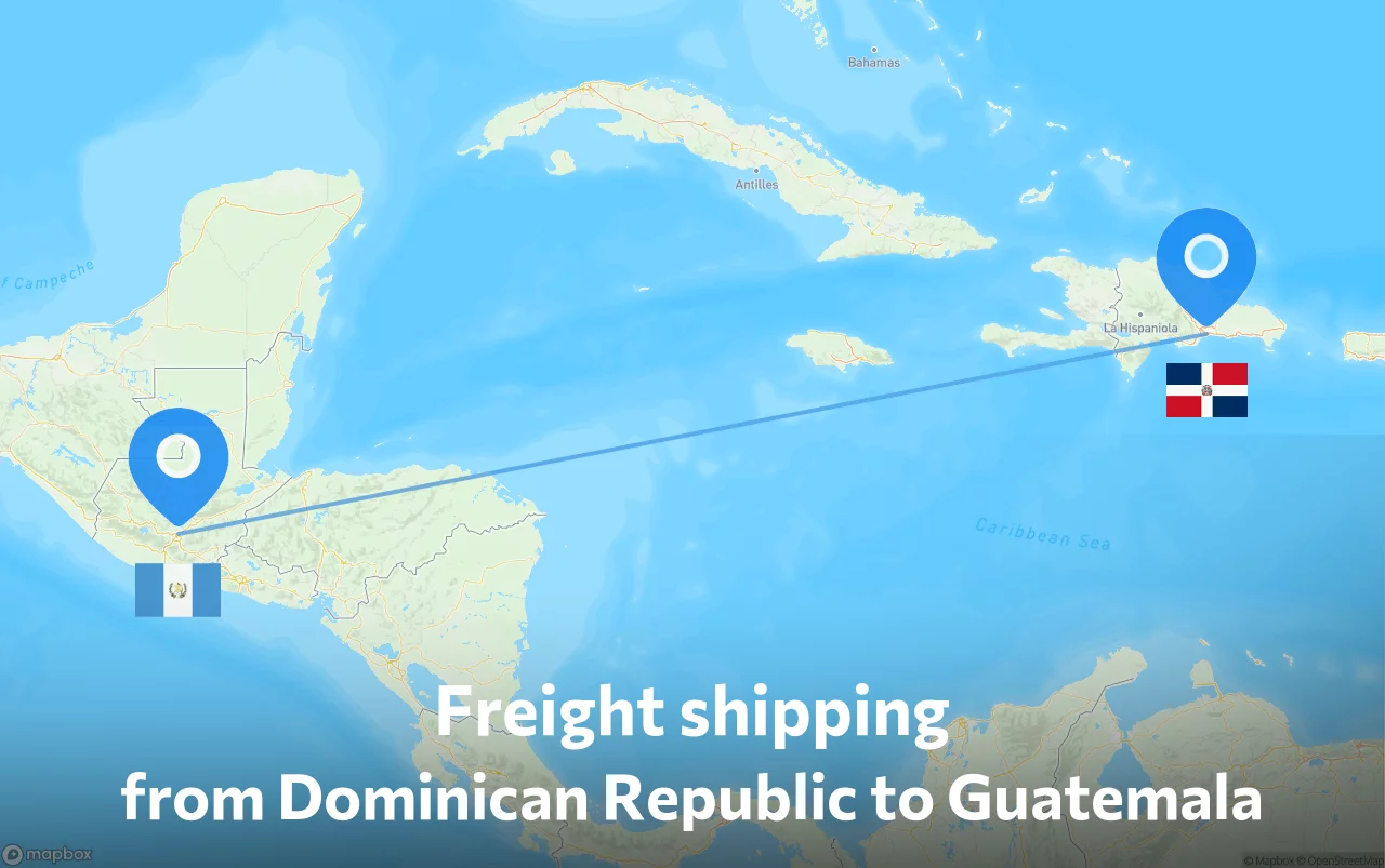 Shipping route from Dominican Republic to Guatemala