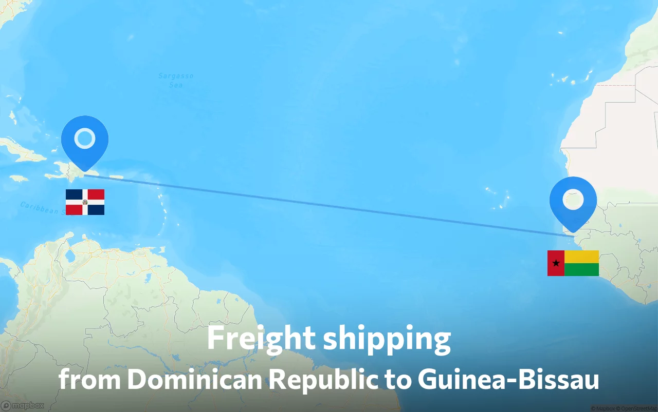 Shipping route from Dominican Republic to Guinea-Bissau