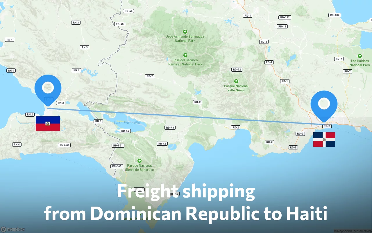 Shipping route from Dominican Republic to Haiti