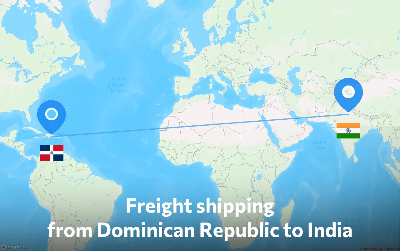 Shipping route from Dominican Republic to India