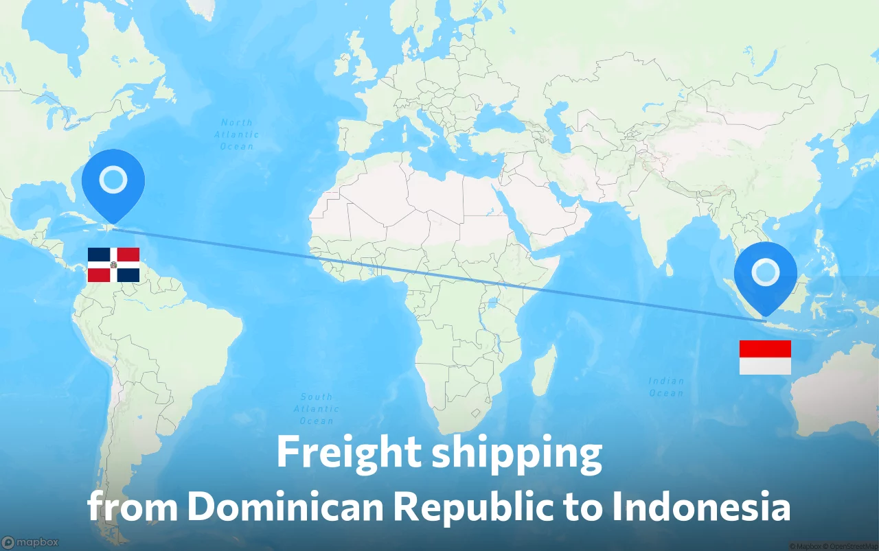 Shipping route from Dominican Republic to Indonesia