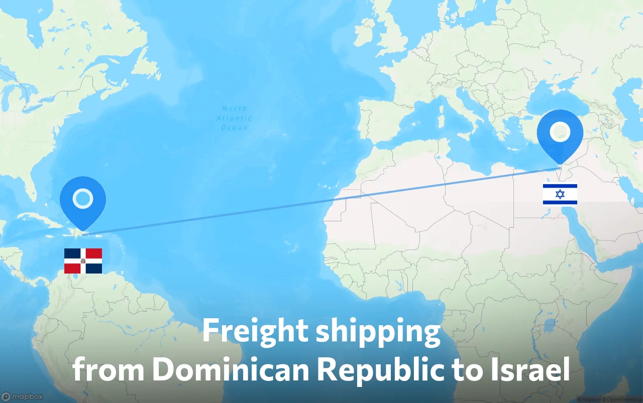 Shipping route from Dominican Republic to Israel