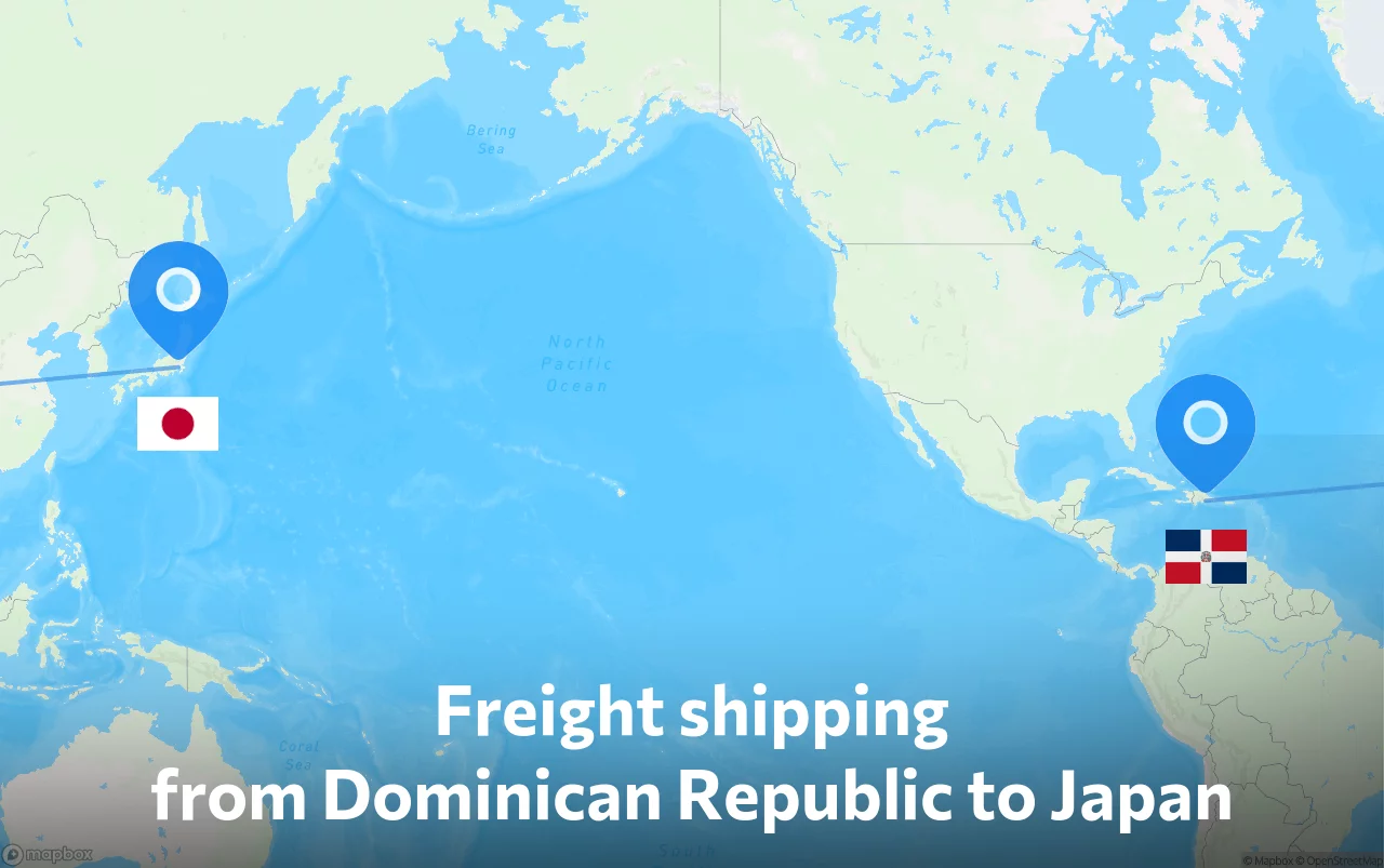 Shipping route from Dominican Republic to Japan
