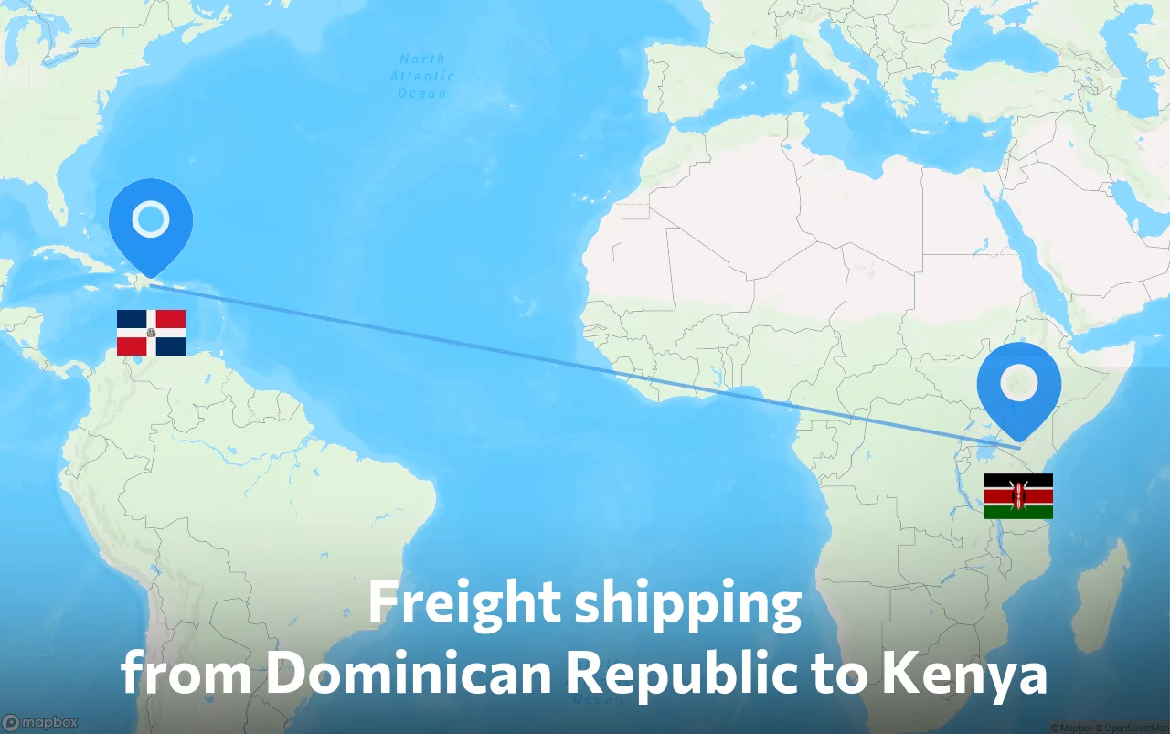 Shipping route from Dominican Republic to Kenya
