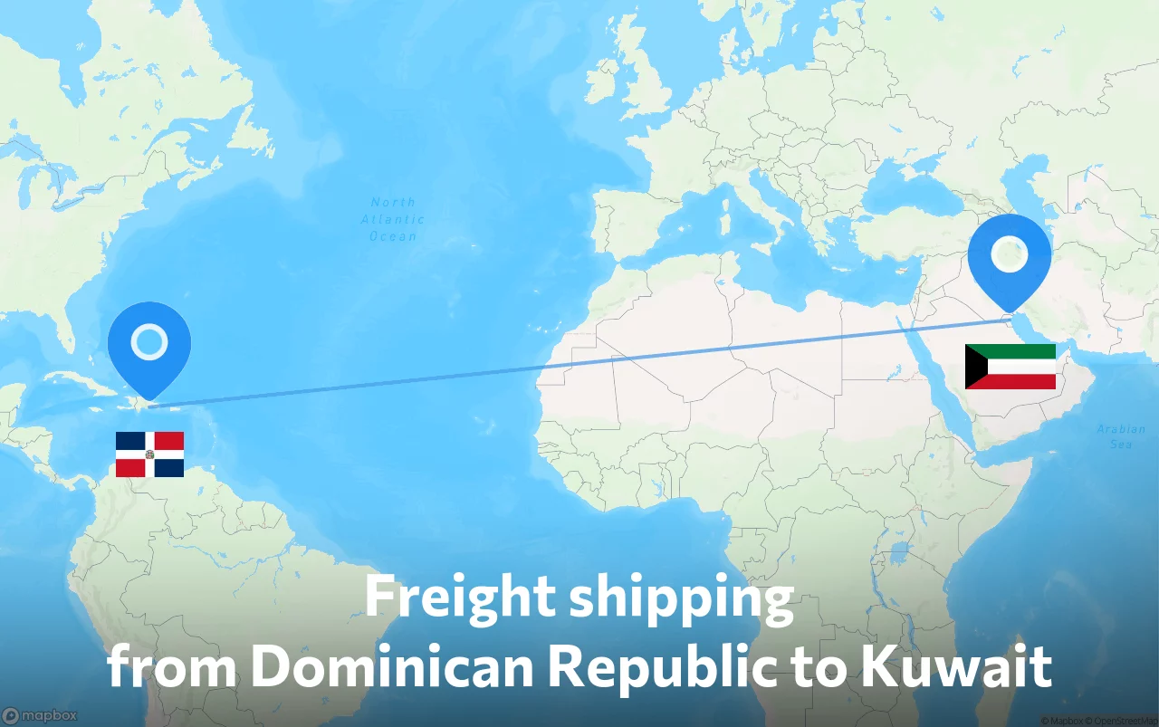 Shipping route from Dominican Republic to Kuwait