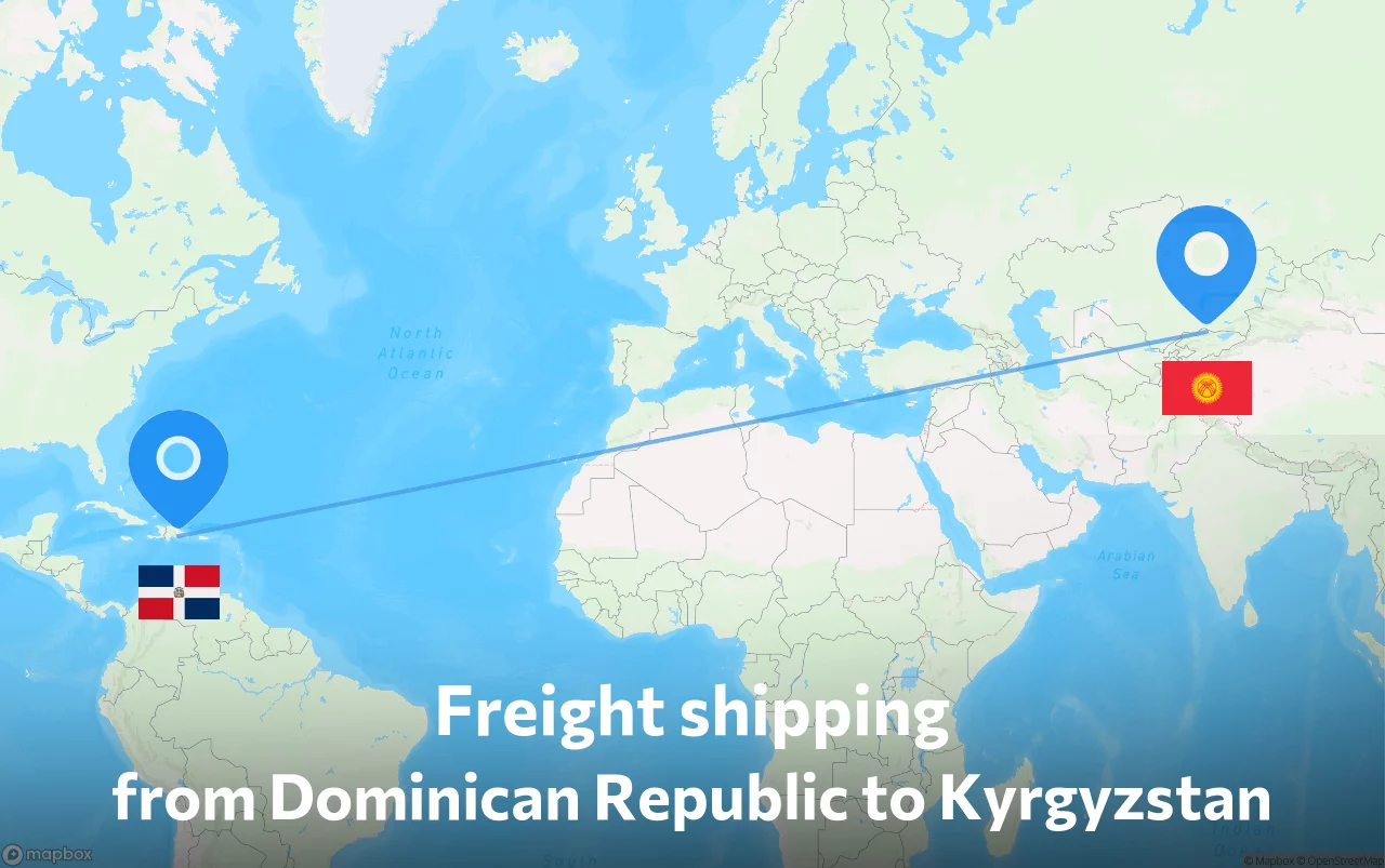 Shipping route from Dominican Republic to Kyrgyzstan