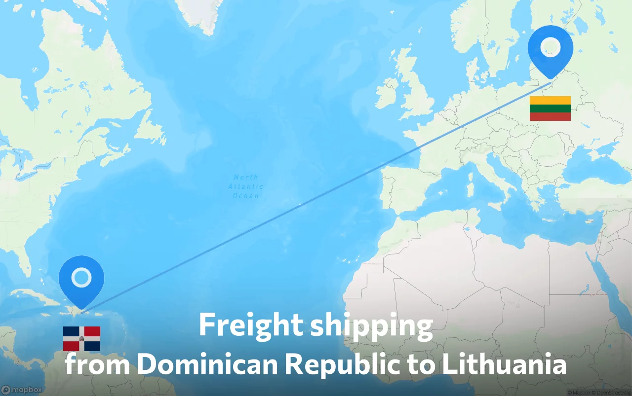 Shipping route from Dominican Republic to Lithuania