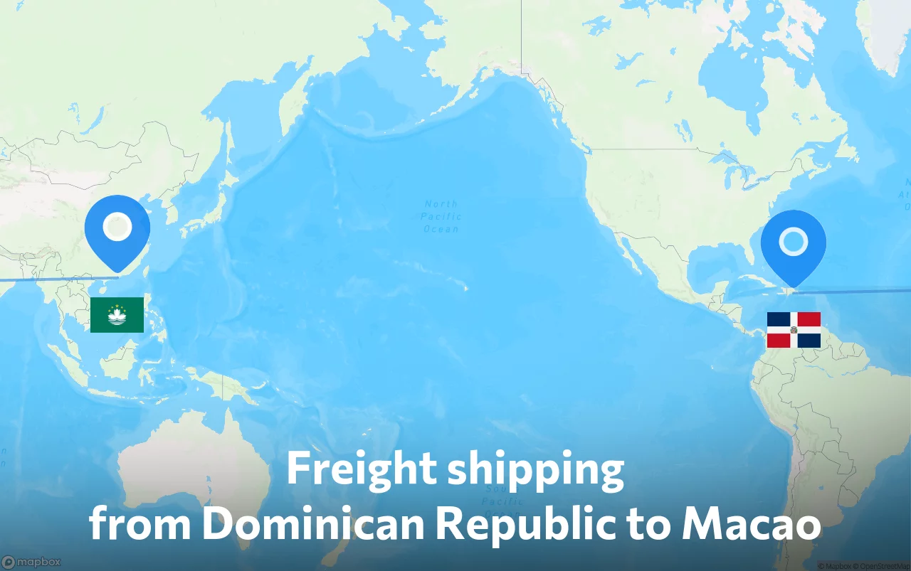Shipping route from Dominican Republic to Macao