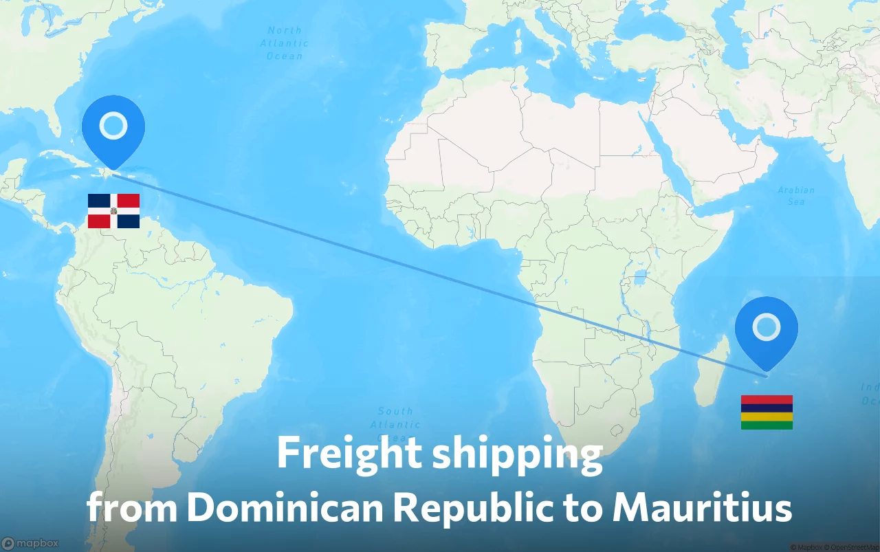 Shipping route from Dominican Republic to Mauritius
